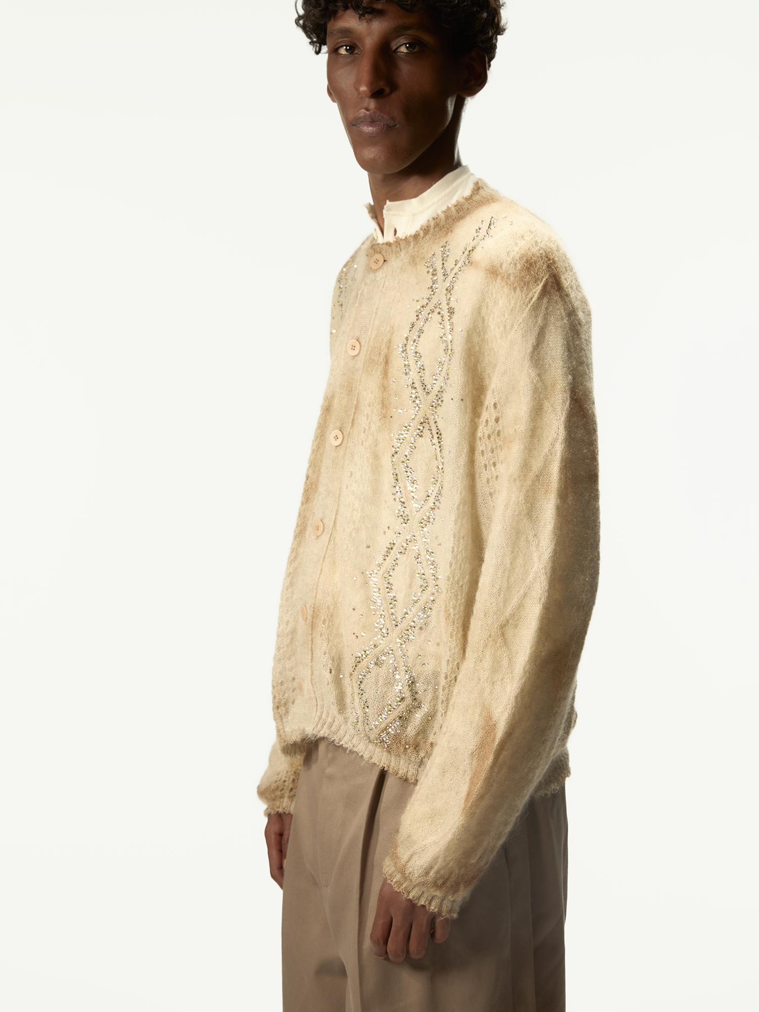 Dusty Swarovski Cardigan Beige - Magliano