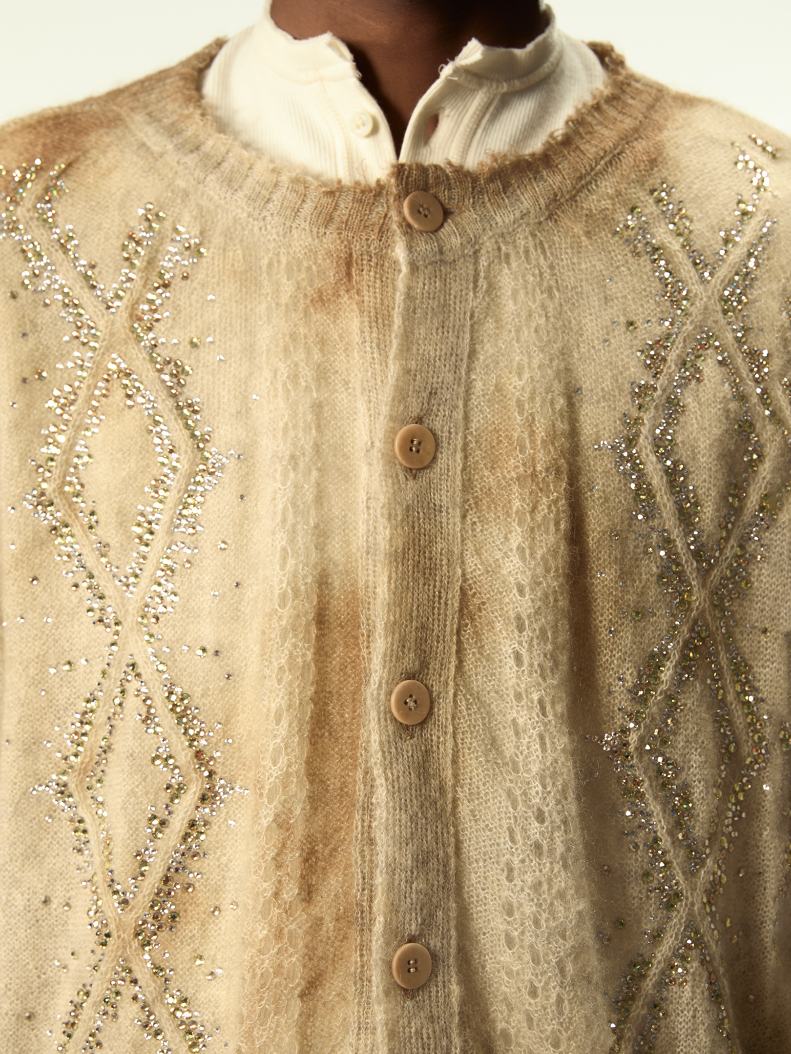 Dusty Swarovski Cardigan Beige - Magliano